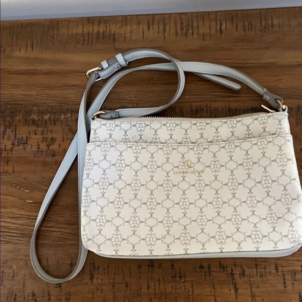 Nanette Lepore Cream and Gray Patterned Crossbody Purse NWOT
